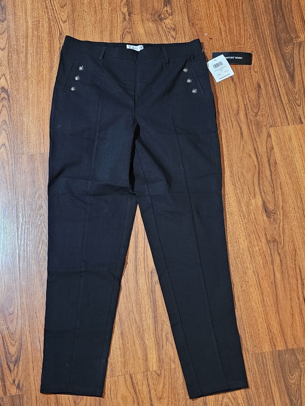 89th & Madison Black Women's Dress Pants with Silver-Tone Buttons